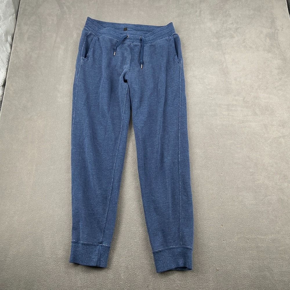 Uniqlo Sweatpants Men Large Heathered Blue French Terry Lined Tapered Leg Cotton